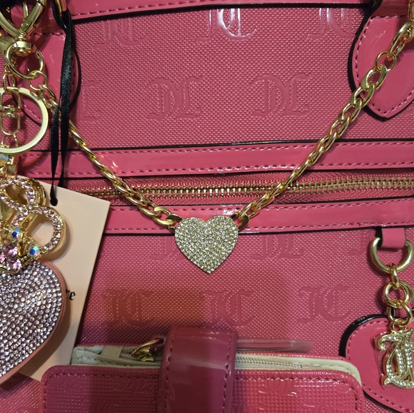 JUICY COUTURE Nailed It Tote and Heart Charm Wallet-Pink Flash - Picture 3 of 10
